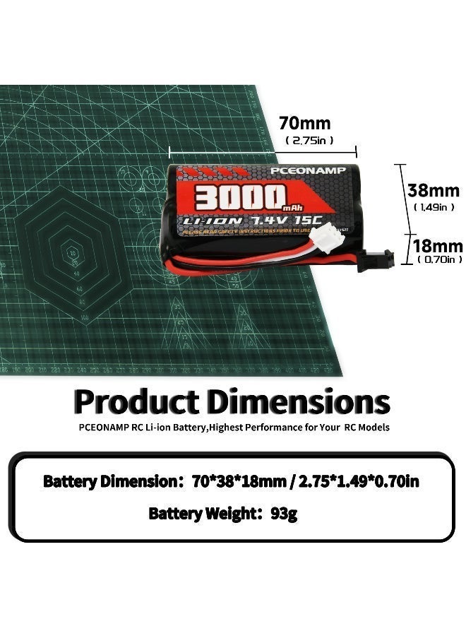 PCEONAMP 7.4V Li-ion Battery 3000mAh 2S Battery with SM-2P Plug Rechargeable High Capacity RC Battery Fit for WPL C24 MN D90 RC Cars, H101 RC Boat RC Truck Batteries - Image 2